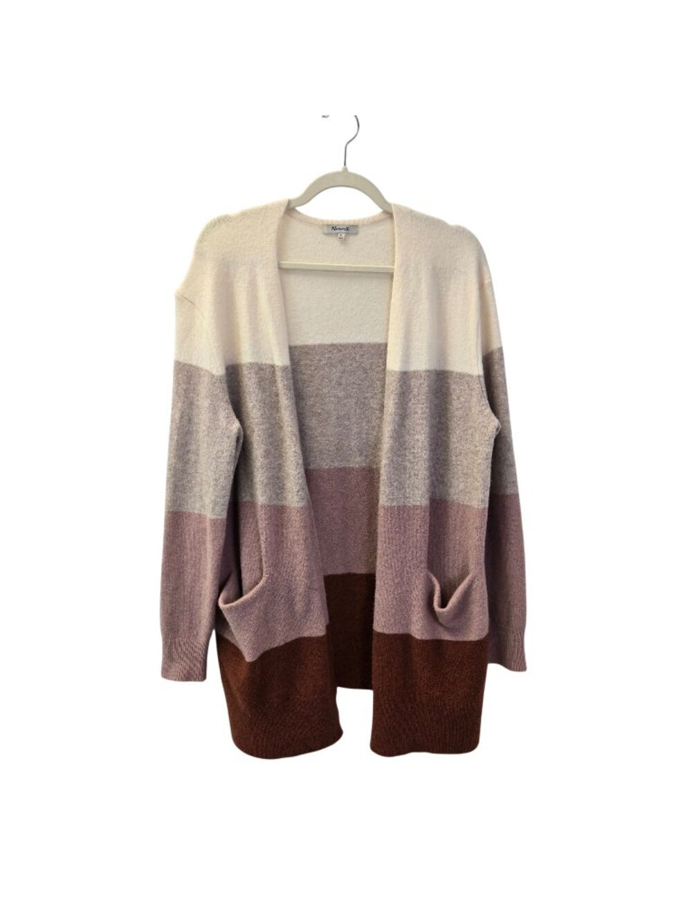 Madewell Ryder Stripe Wool Blend Open Longline Cardigan Sweater Size Medium